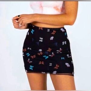 Princess Polly Skirt Womens 6 Butterflies Black Sheer Layers